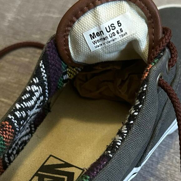 VANS Era 59 Charcoal Grey Skate Shoe Mens 5 / W 6.5 Aztec Print Leather Accent - Picture 11 of 11